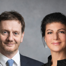 Bild: Sahra Wagenknecht und Michael Kretschmer im Gespräch - Sahra Wagenknecht und Michael Kretschmer im Gespräch
