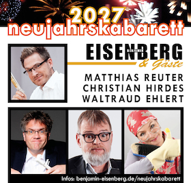 Bild: Neujahrskabarett 2027 – Eisenberg & Gäste - Waltraud Ehlert (Esther Münch), Matthias Reuter, Christian Hirdes
