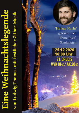 Bild: Eine heilige Nacht - eine Weihnachtslegende von Ludwig Thoma, Lesung mit festlicher Zither-Musik
