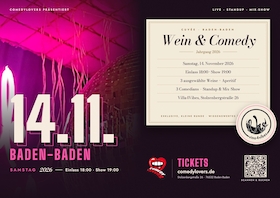 Bild: Wein & Comedy // Baden-Baden - 4 Weine + 3 Comedians