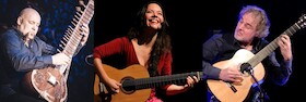Bild: Cecilia Zabala, Krishn Kypke und Gastgeber Falk Zenker - Ein Festivalabend