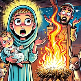 Bild: Maria, die Krippe brennt!!