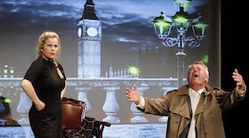 Bild: Michaela Schaffrath und Stefan Keim - "Der Mönch mit der Klatsche" - frei nach Edgar Wallace