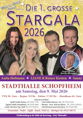 DIE 1. GROSSE STARGALA - Wolfi`s Zäpfle Ranch präsentiert :