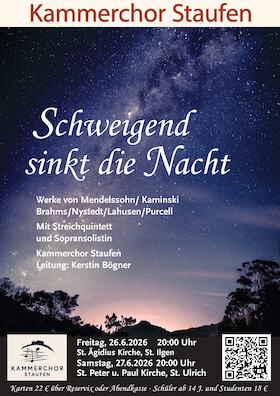 Bild: Schweigend sinkt die Nacht - Werke von Mendelssohn/Kaminski Brahms/Nystedt/Lahusen/Purcel
