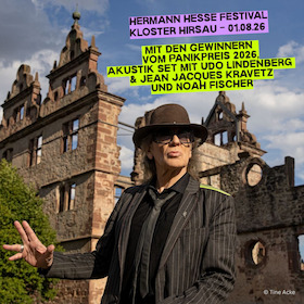 Bild: Hermann Hesse-Festival 2026 - mit den Gewinnern des Panikpreises 2026, Akustik Set mit Udo Lindenberg & Jean Jacques Kravetz und Saxophonist Noah Fischer
