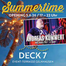 Bild: Andreas Kümmert meets Summertime auf dem Deck 7 - Afterwork mit Livekonzert am Abend, von 17 bis 19 Uhr get together