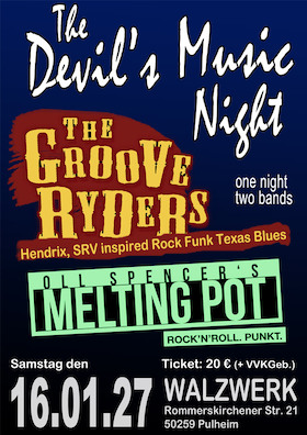 Bild: Groove Ryders & Oll Spencer´s Melting Pot - Rock Funk & Texas Blues aus Köln - Konzert - One Night 2 Bands